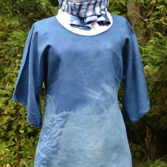 Altogether Lovely BLOUSE- *made entirely-by-hand* - *hand-dyed with indigo* - Picture 4 of 7